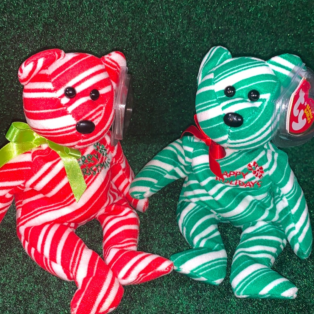 Ty beanie baby 2007 Holiday Teddy candy cane beanie babies collection